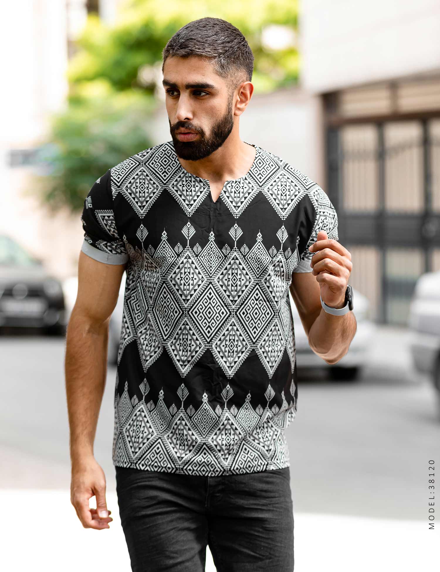 تیشرت مردانه یقه کوبایی Kiyan مدل 38120