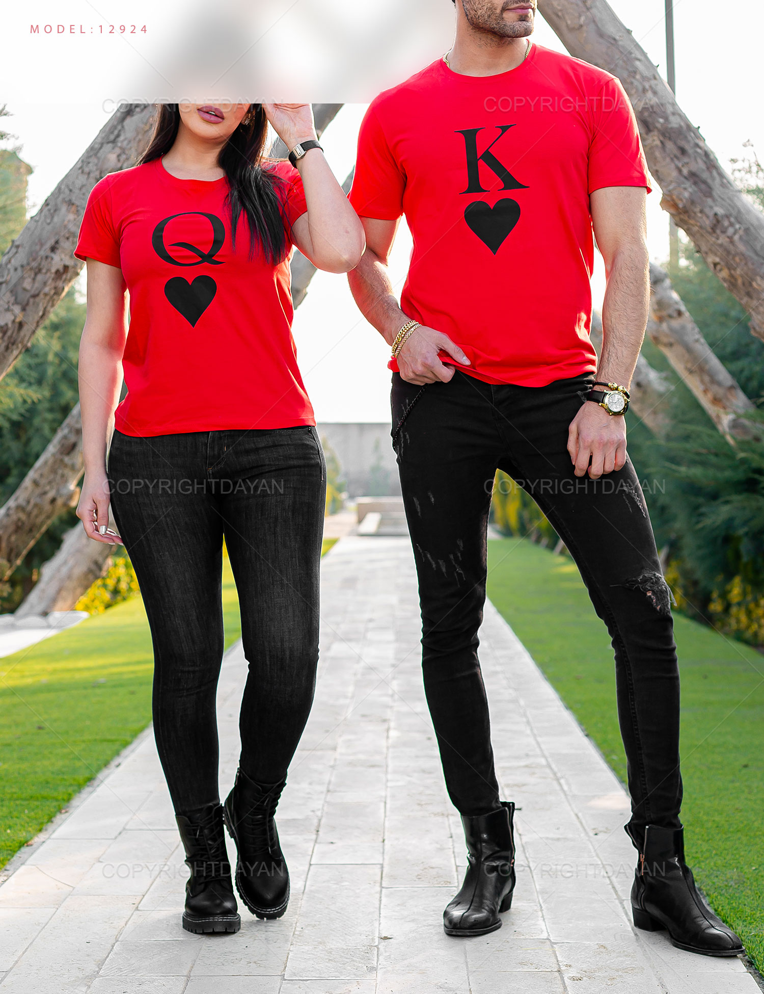 ست دونفره تیشرت Kinq & Queen مدل 12924