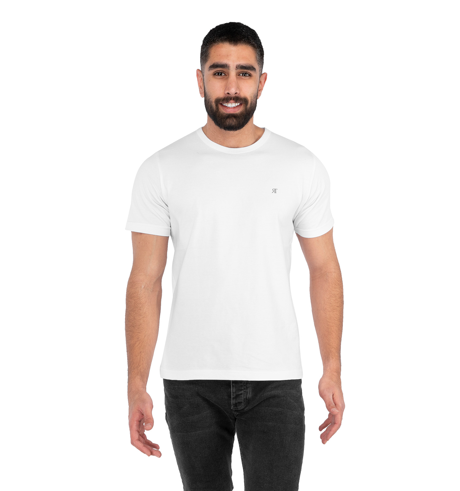 تیشرت یقه گرد مردانه سفید ساده مدل 42242