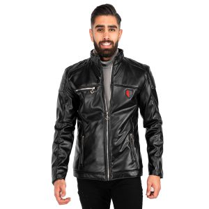 کاپشن چرم مصنوعی مردانه آستین زیپ دار Zima مدل 40238