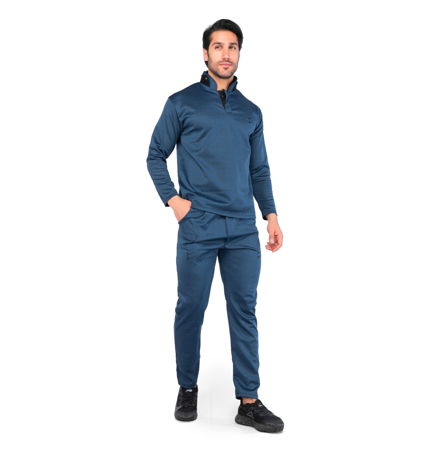 ست مردانه بلوز شلوار سرمه ای Nike یقه ایستاده مدل 44669