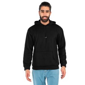 هودی کلاهدار مشکی ساده مدل 41831