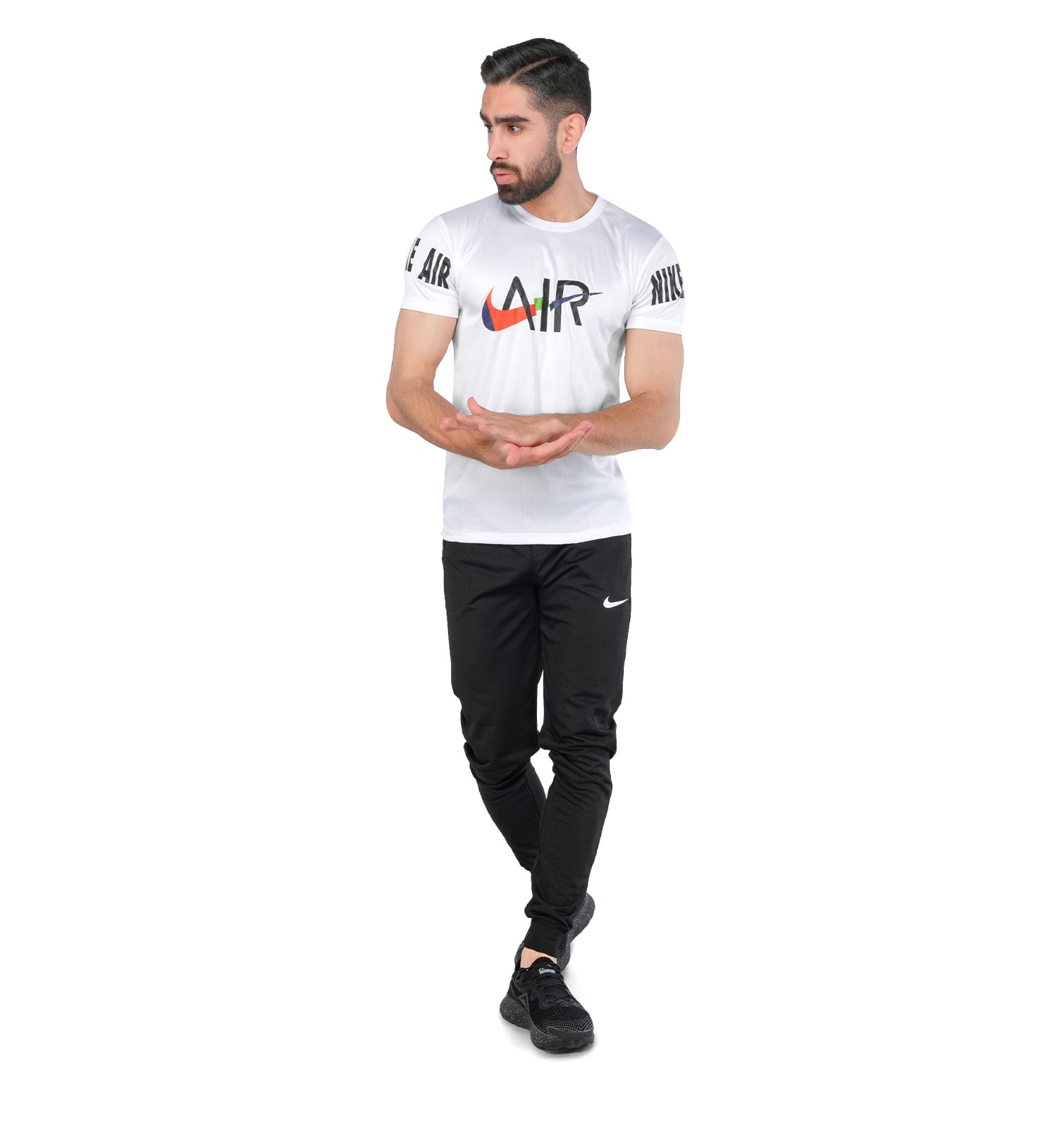 ست تیشرت شلوار مردانه آستین کوتاه Nike ساده یقه گرد مدل 44498