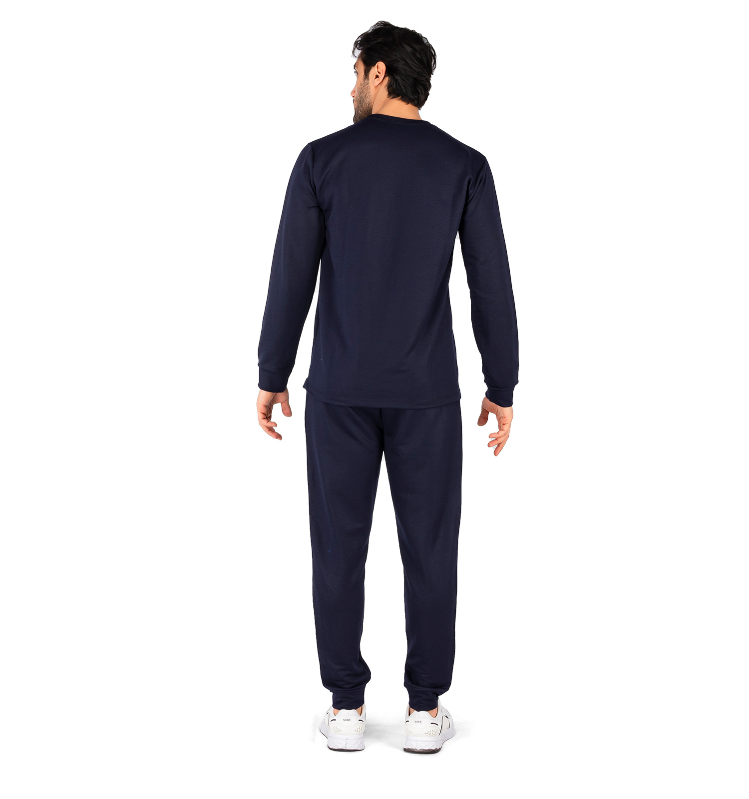 ست بلوز شلوار مردانه آستین بلند سرمه ای Nike ساده یقه گرد مدل 43654