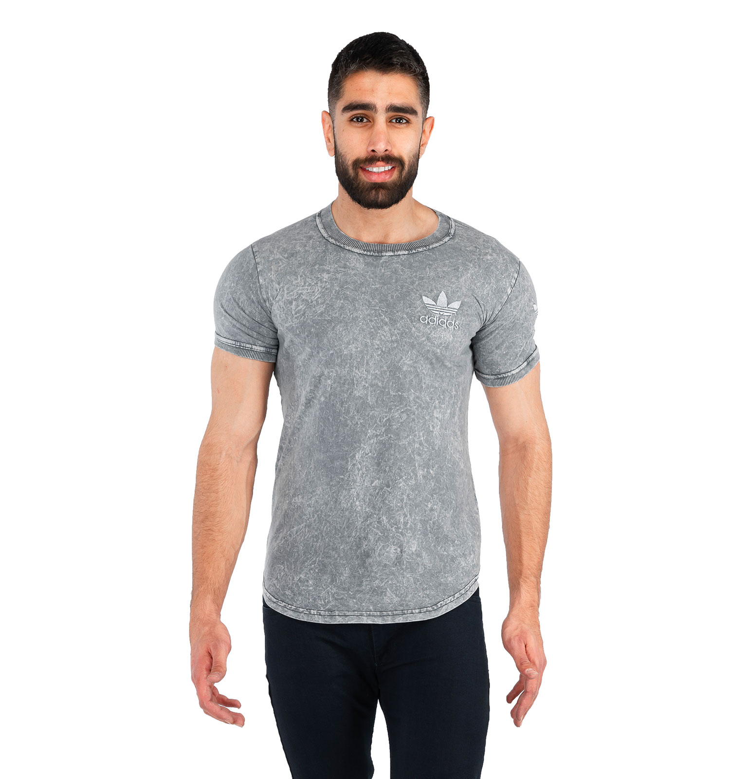 تیشرت Adidas یقه گرد مردانه طوسی مدل 42999