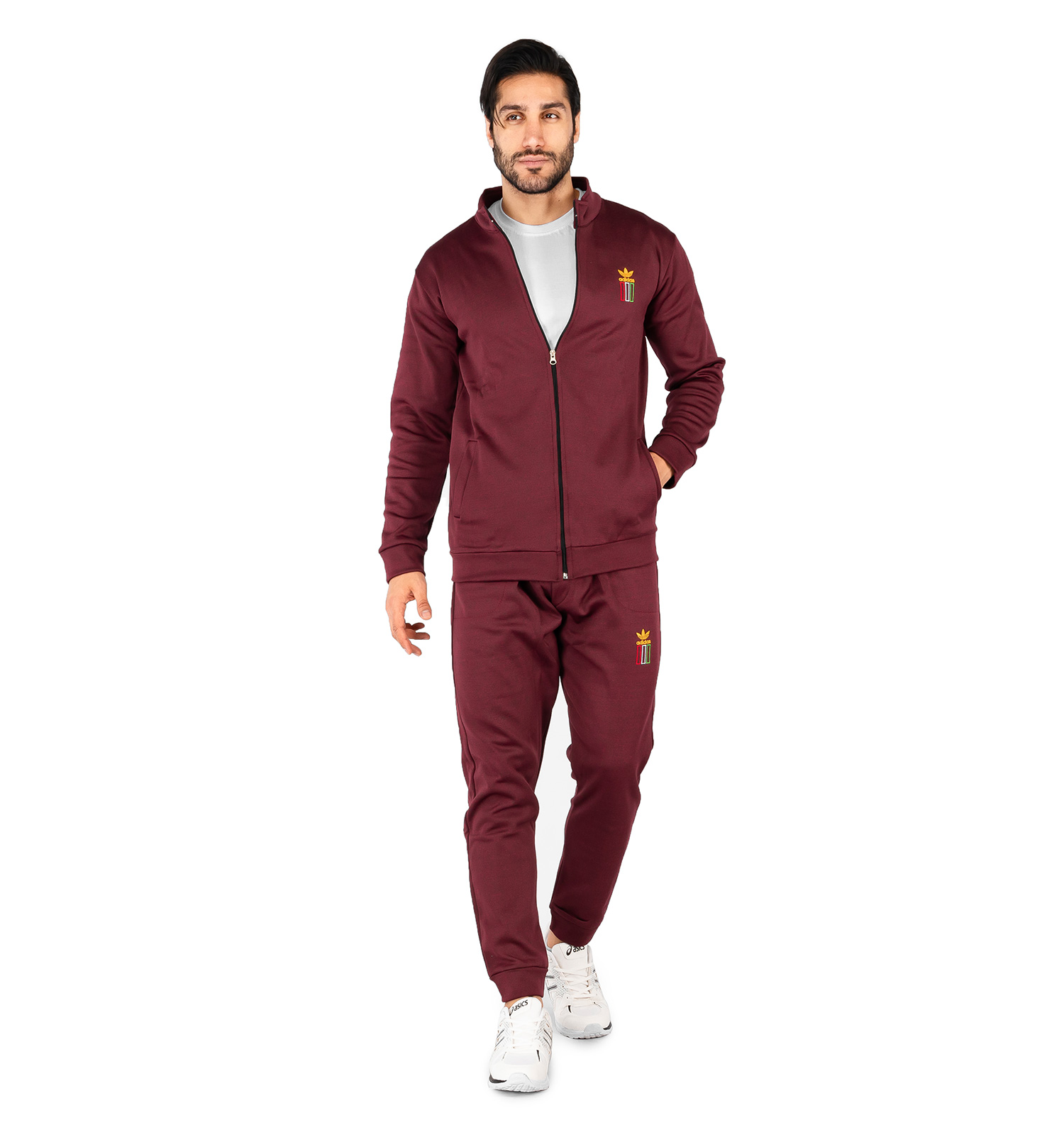 ست سویشرت شلوار مردانه آستین بلند Adidas ساده یقه ایستاده مدل 43993