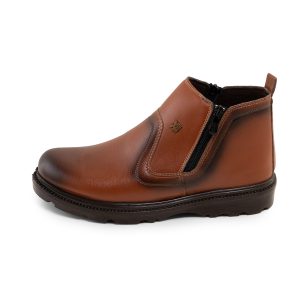 کفش نیم بوت چرم مصنوعی مردانه عسلی زیپ دار مدل 45364