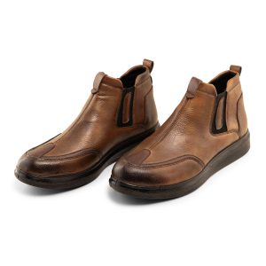 کفش نیم بوت چرم مصنوعی مردانه عسلی بدون بند مدل 45414