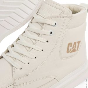 نیم بوت چرم مصنوعی مردانه سفید Cat اسپرت بند دار مدل 33239