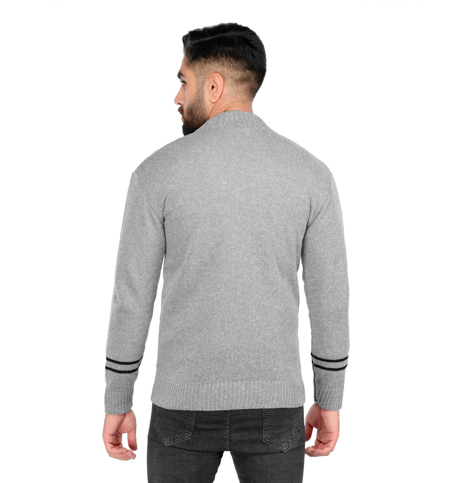 ژاکت بافت مردانه زیپ دار یقه ایستاده طوسی D & G مدل 40159