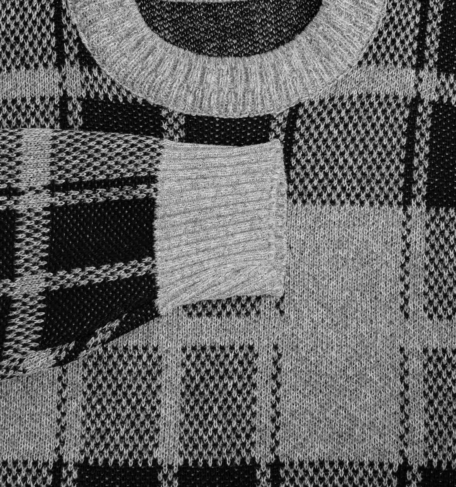 بافت مردانه یقه گرد فری سایز چهارخونه مدل 45891