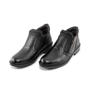 کفش نیم بوت چرم مصنوعی مردانه مشکی زیپ دار مدل 45464