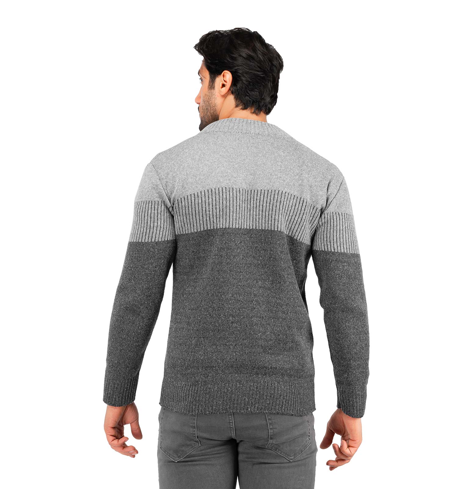 ژاکت بافت مردانه زیپ دار یقه ایستاده فری سایز راه راه Araz مدل 40293