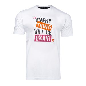 تیشرت یقه گرد مردانه سفید پنبه طرحدار مدل 45211