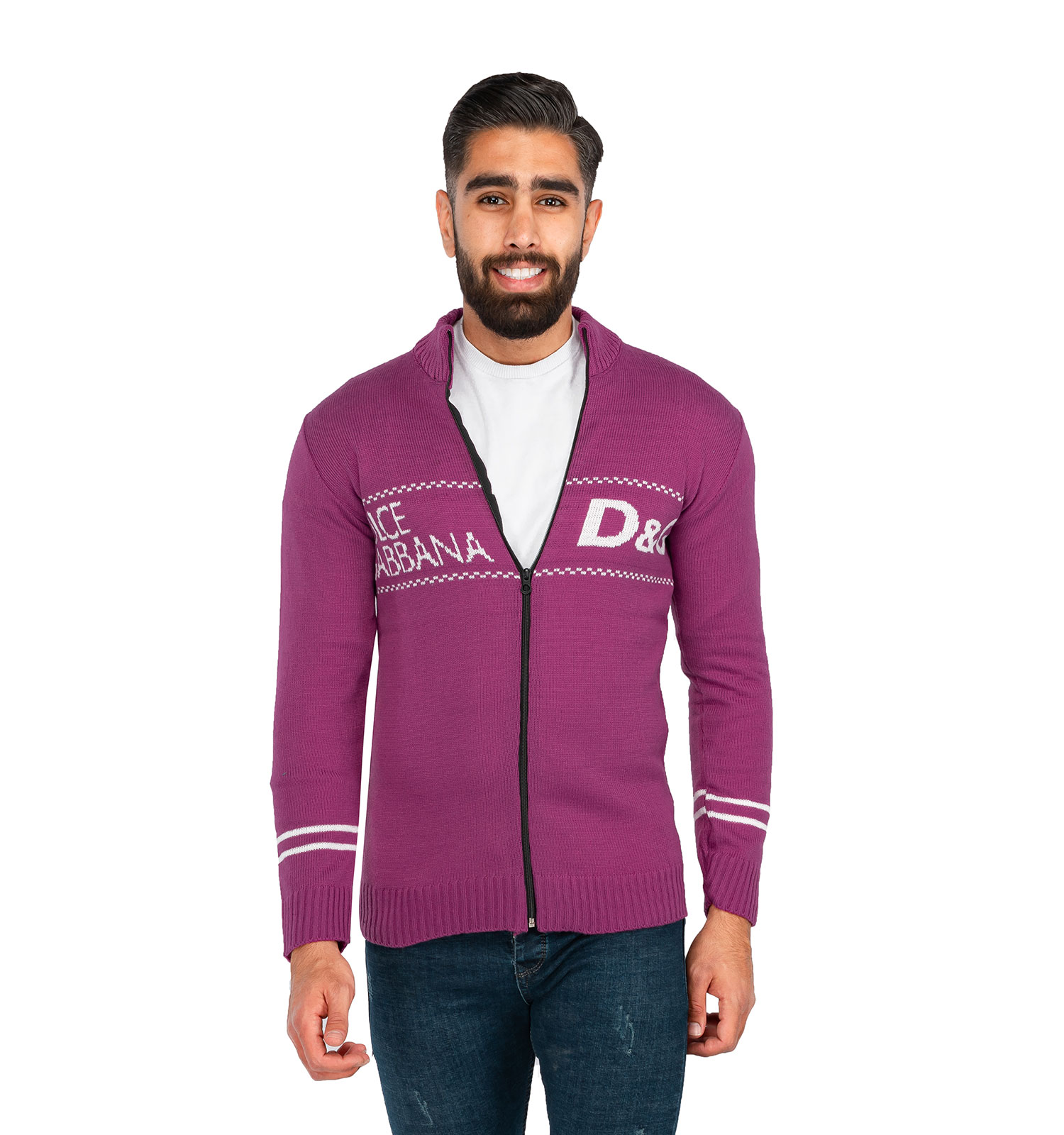 ژاکت بافت مردانه زیپ دار ایستاده D & G مدل 40160
