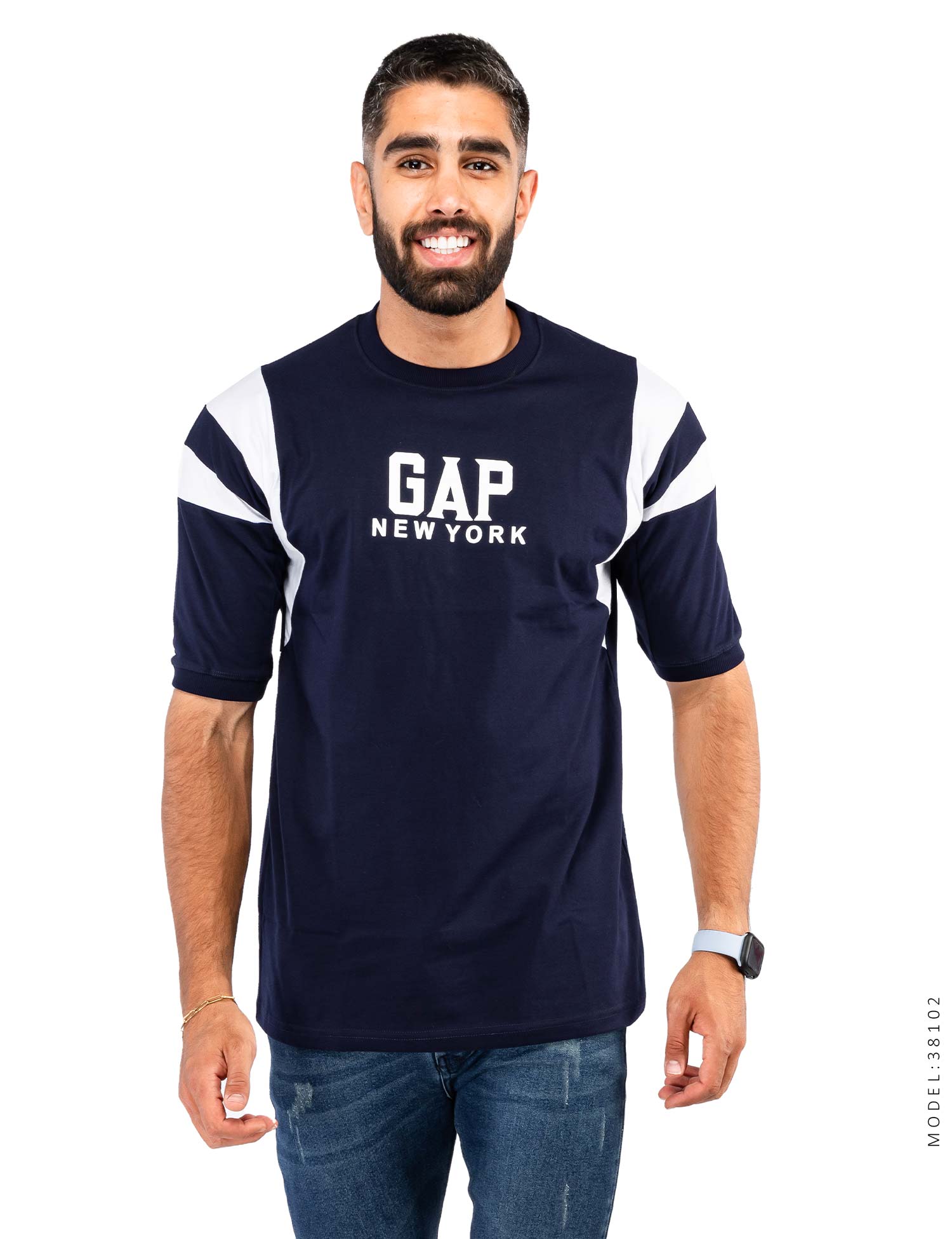 تیشرت مردانه دو رنگ یقه گرد Gap مدل 38102