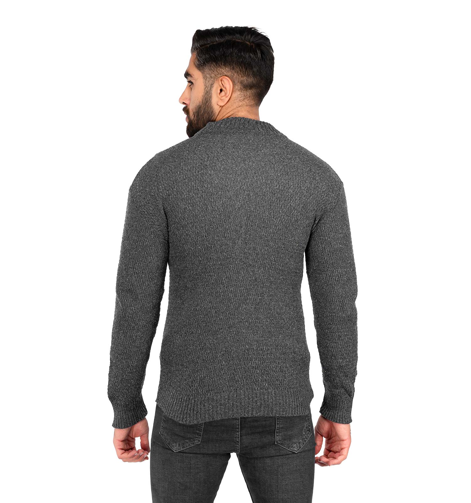 ژاکت بافت مردانه زیپ دار یقه ایستاده فری سایز ساده Lima مدل 39924