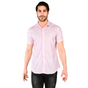 پیراهن نخی مردانه آستین کوتاه ساده مدل 43812