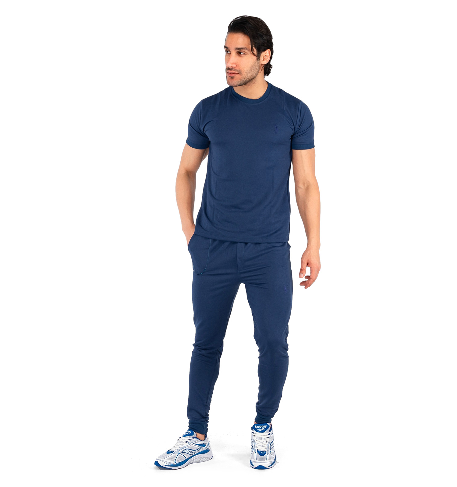 ست تیشرت شلوار مردانه آستین کوتاه Polo ساده یقه گرد مدل 43132