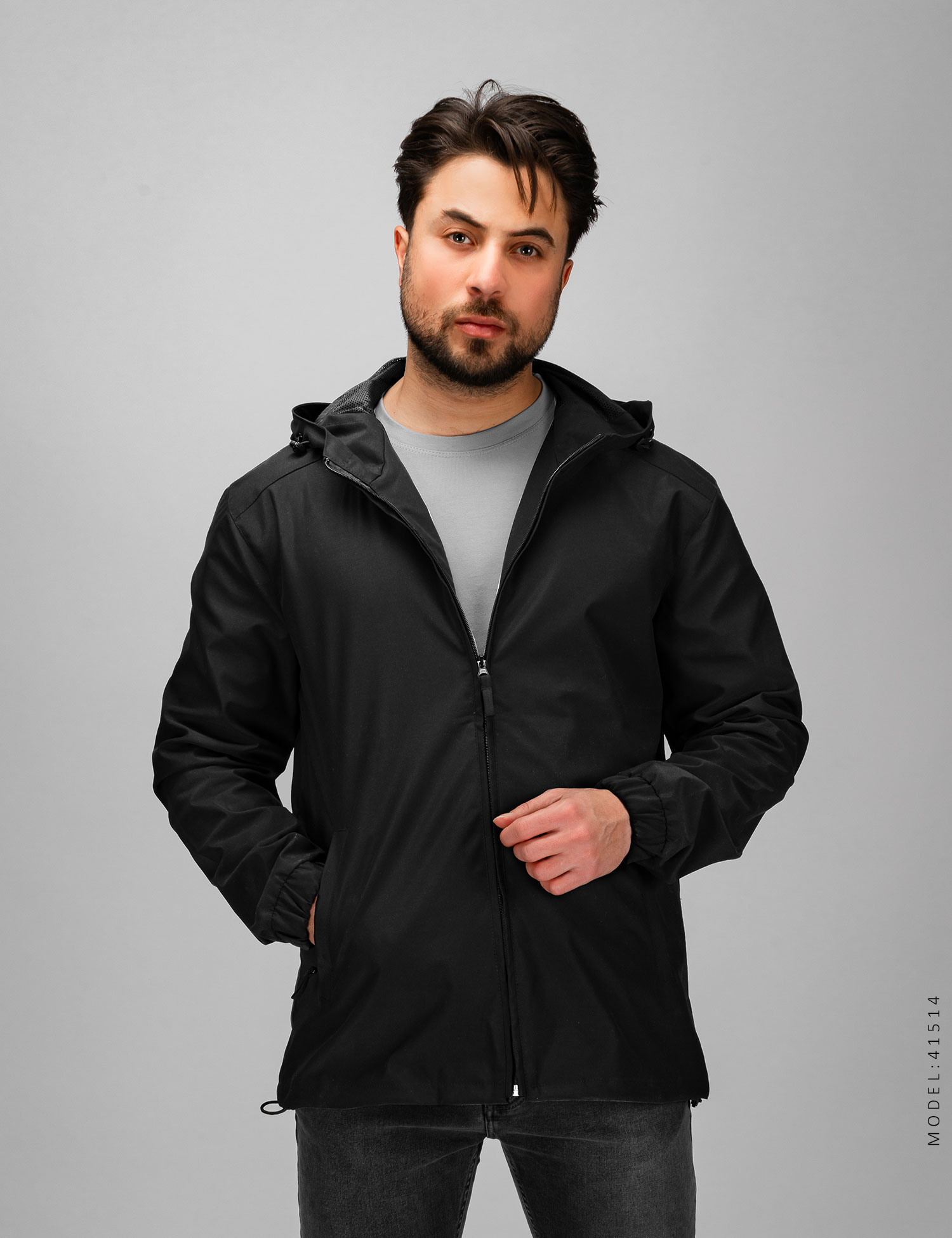 سویشرت بادگیر مردانه Zara مشکی زیپ دار مدل 41514