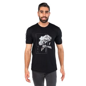 تیشرت یقه گرد مردانه مشکی پنبه طرحدار مدل 44556