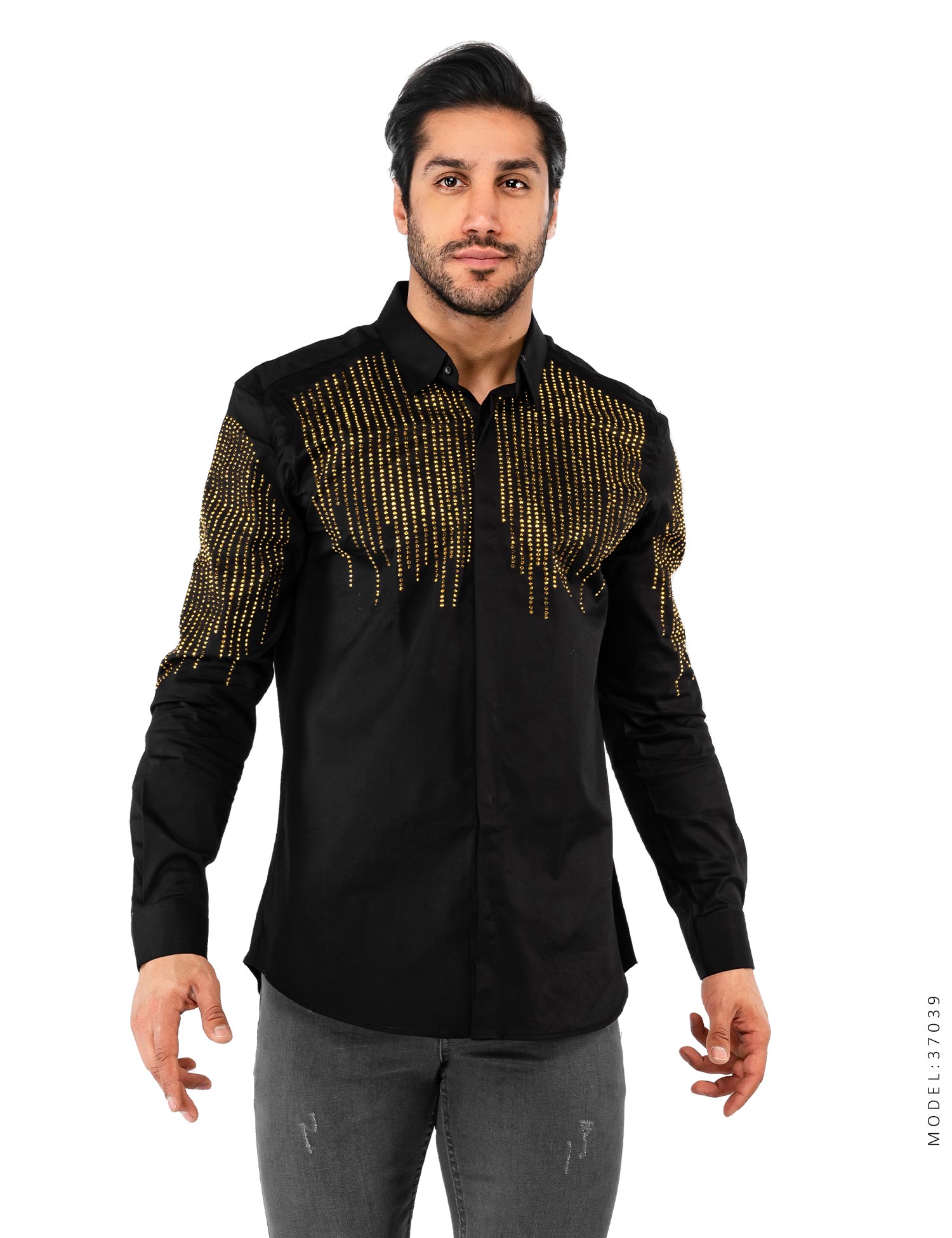 پیراهن مردانه نگین دار Versace مدل 37039