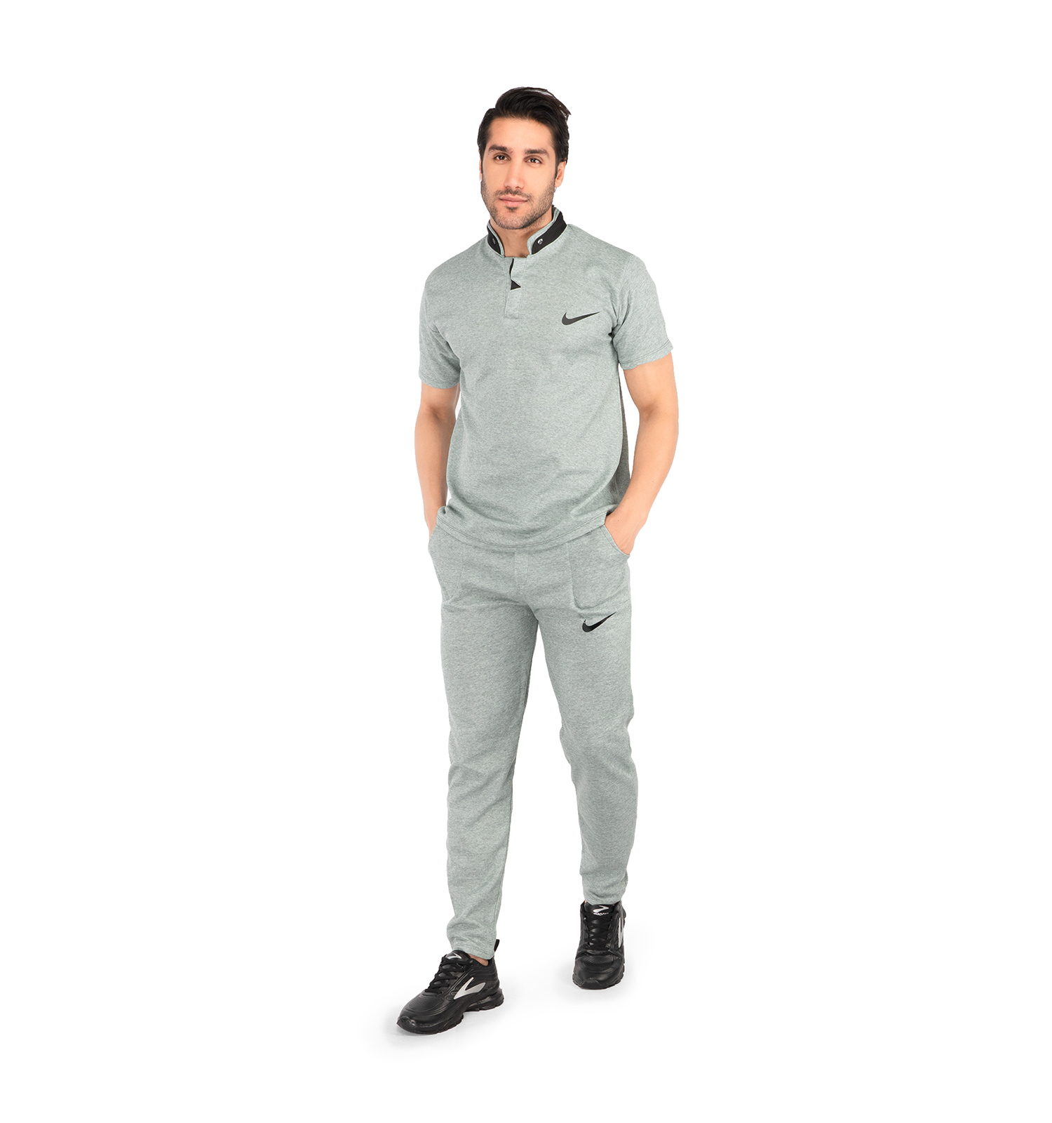 ست تیشرت شلوار مردانه آستین کوتاه Nike ساده یقه گرد مدل 43186