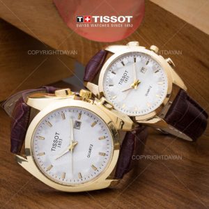 ست ساعت زنانه مردانه Tissot مدل Hellnar (قهوه ای)