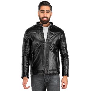 کاپشن چرم مردانه آستین زیپ دار Rayan مدل 39849