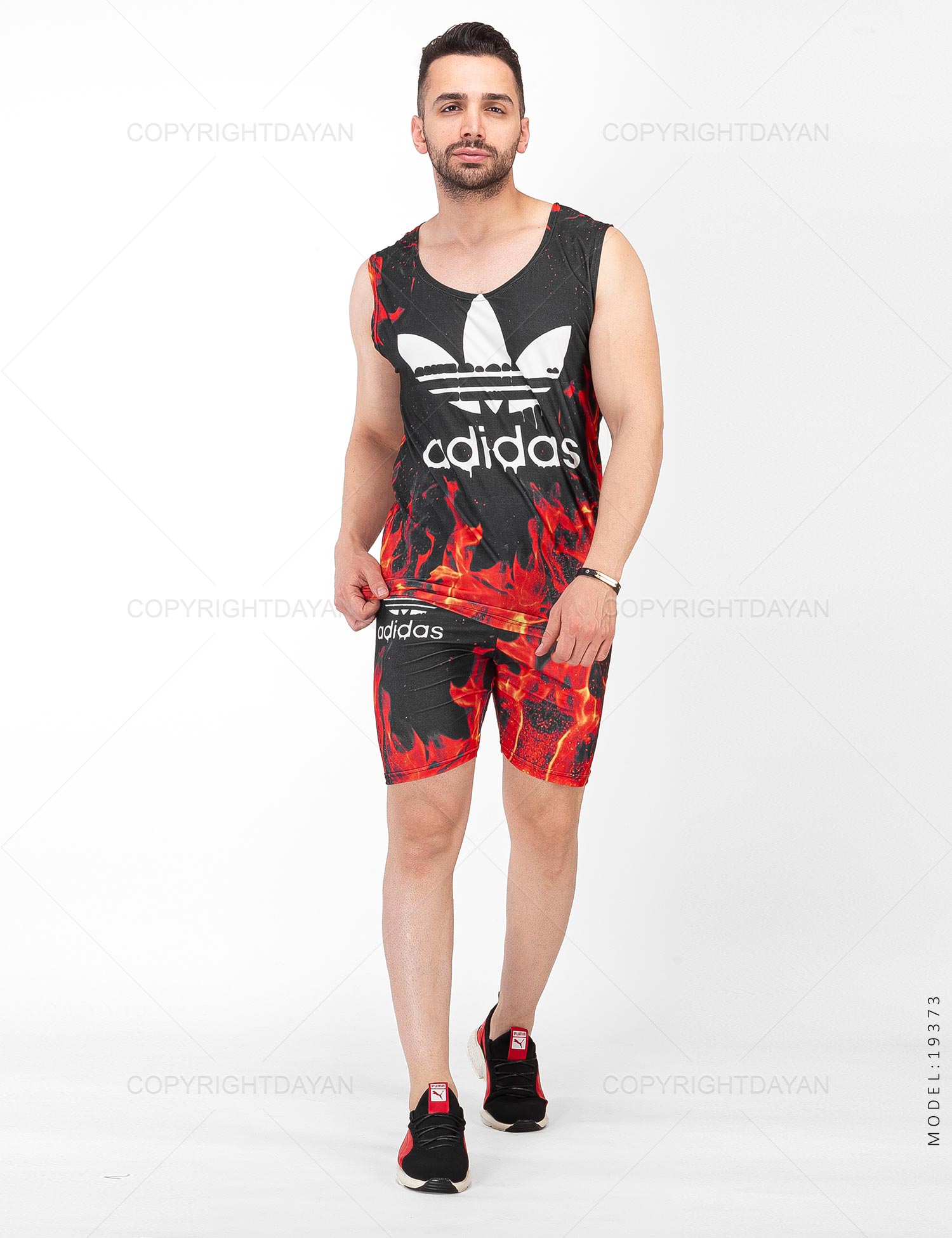 ست رکابی شلوارک مردانه Adidas مدل 19373