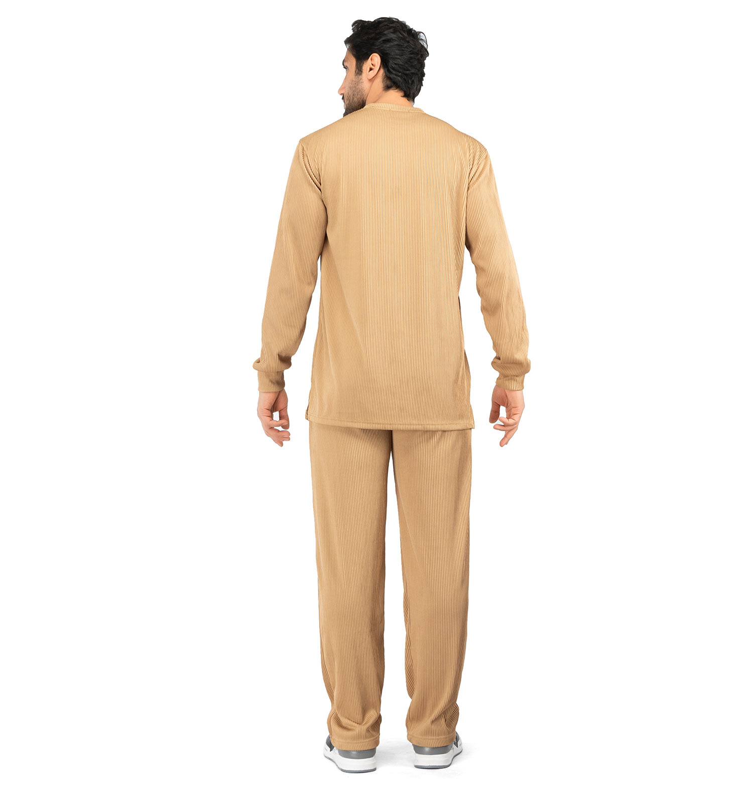 ست بلوز شلوار مردانه آستین بلند Karen کبریتی یقه گرد 41093