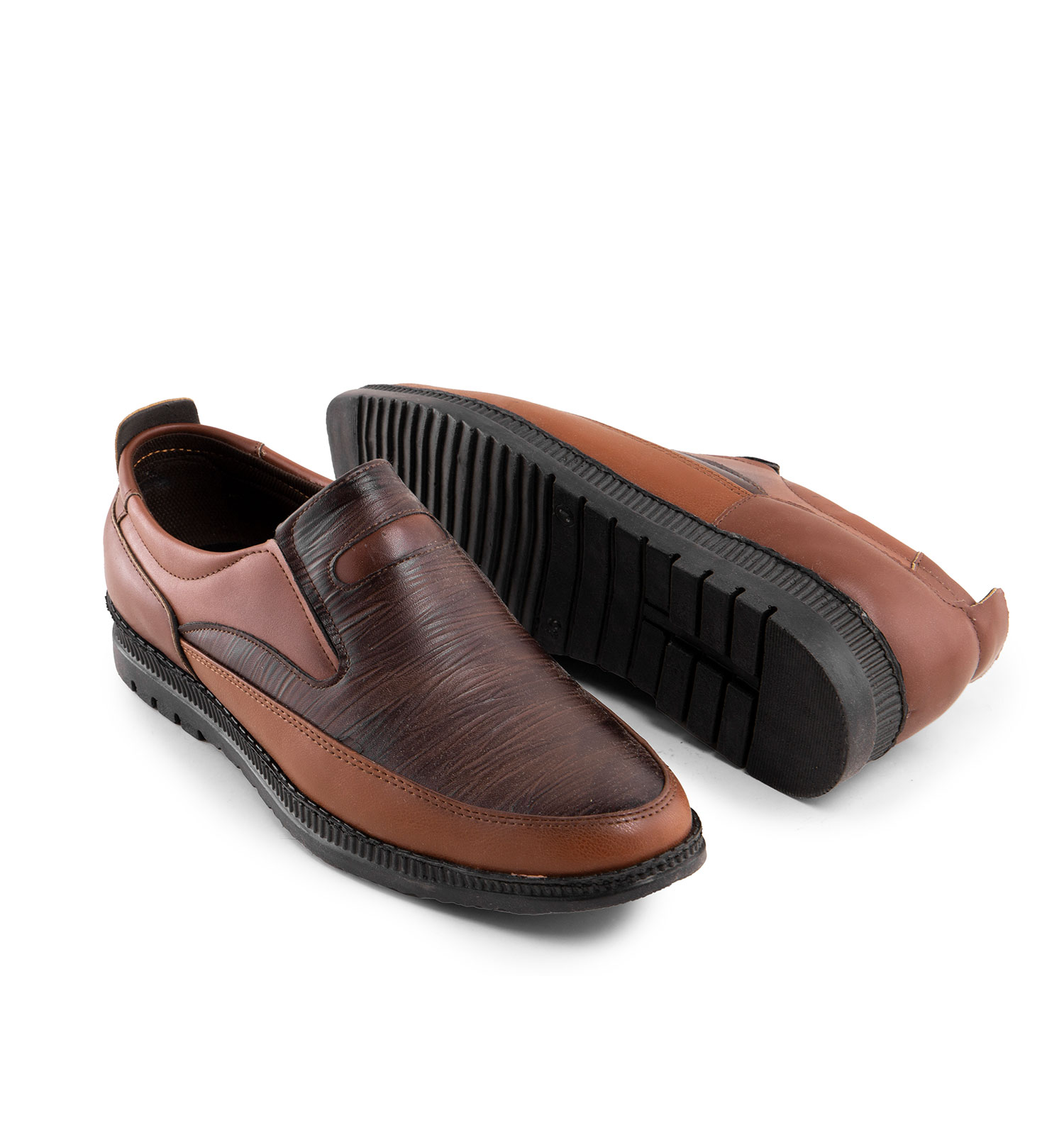 کفش روزمره مردانه قهوه ای چرم مصنوعی مدل 43401