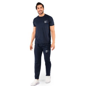 ست تیشرت شلوار مردانه آستین کوتاه سرمه ای Nike ساده یقه گرد مدل 44158