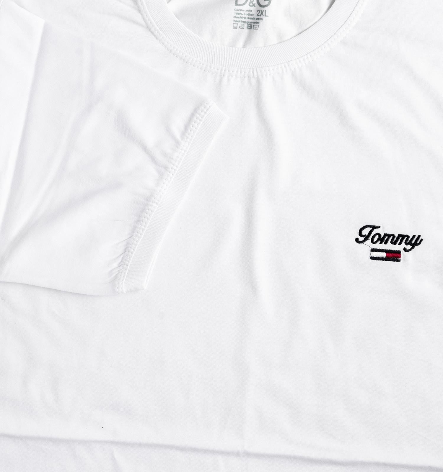 تیشرت Tommy یقه گرد مردانه سفید پنبه ساده مدل 45229