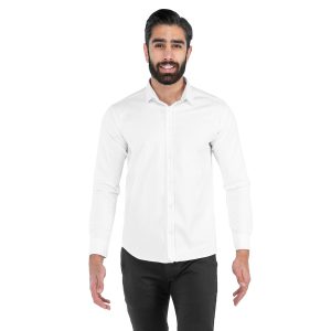 پیراهن اسپرت کتان مردانه آستین بلند سفید Polo مدل 41761