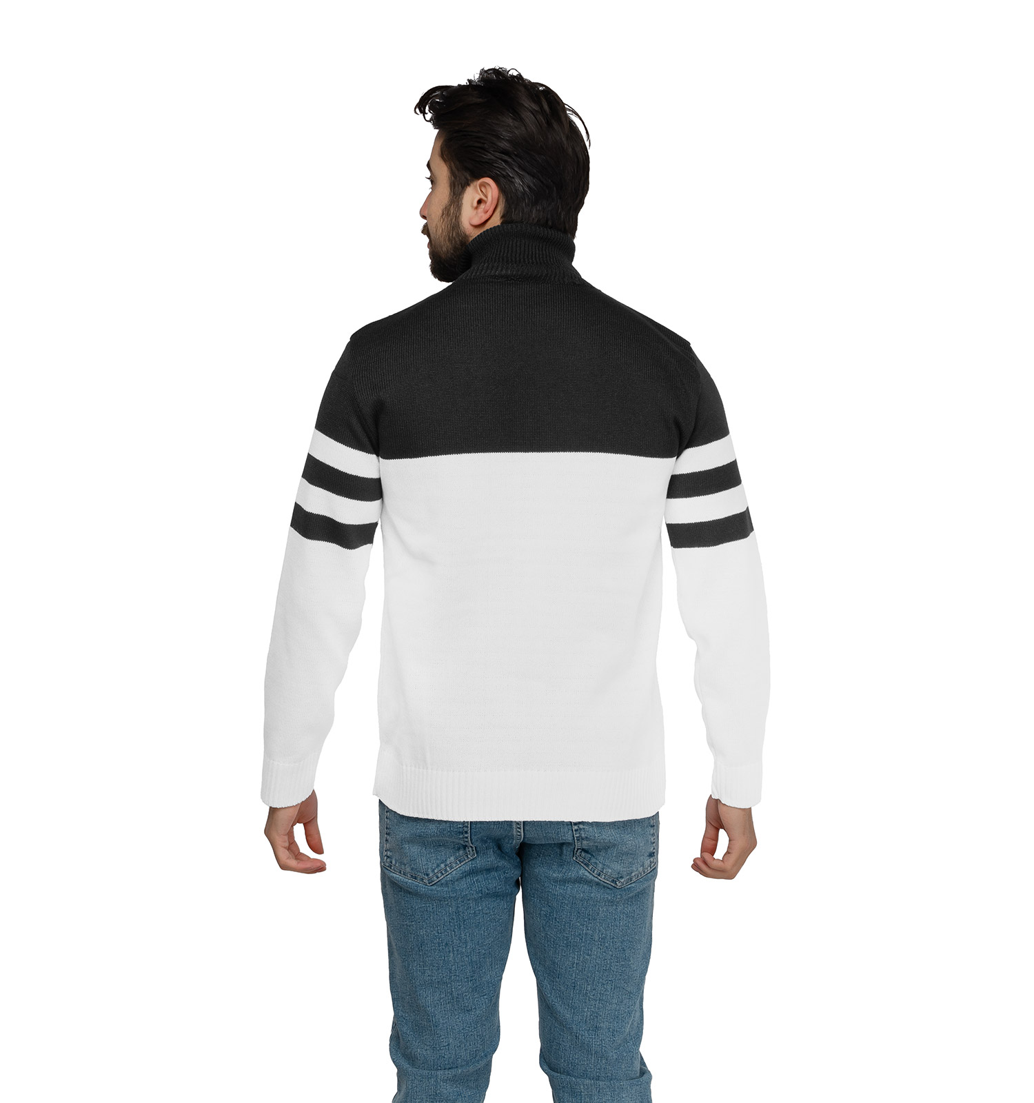 بافت مردانه یقه اسکی فری سایز طرحدار CK مدل 45899