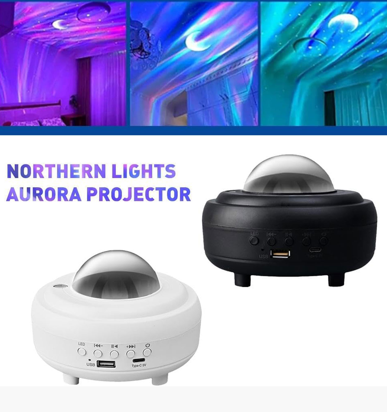 چراغ خواب بلوتوثی کهکشانی شفق قطبی مدل 43565