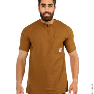تیشرت مردانه یقه کوبایی Alma مدل 38984