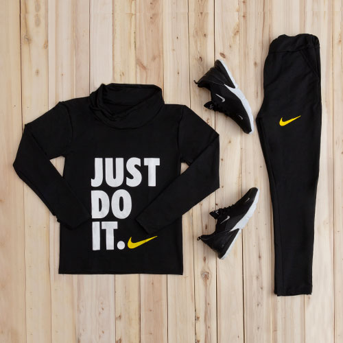 ست سویشرت شلوار Just Do It کفش Porden (مشکی)