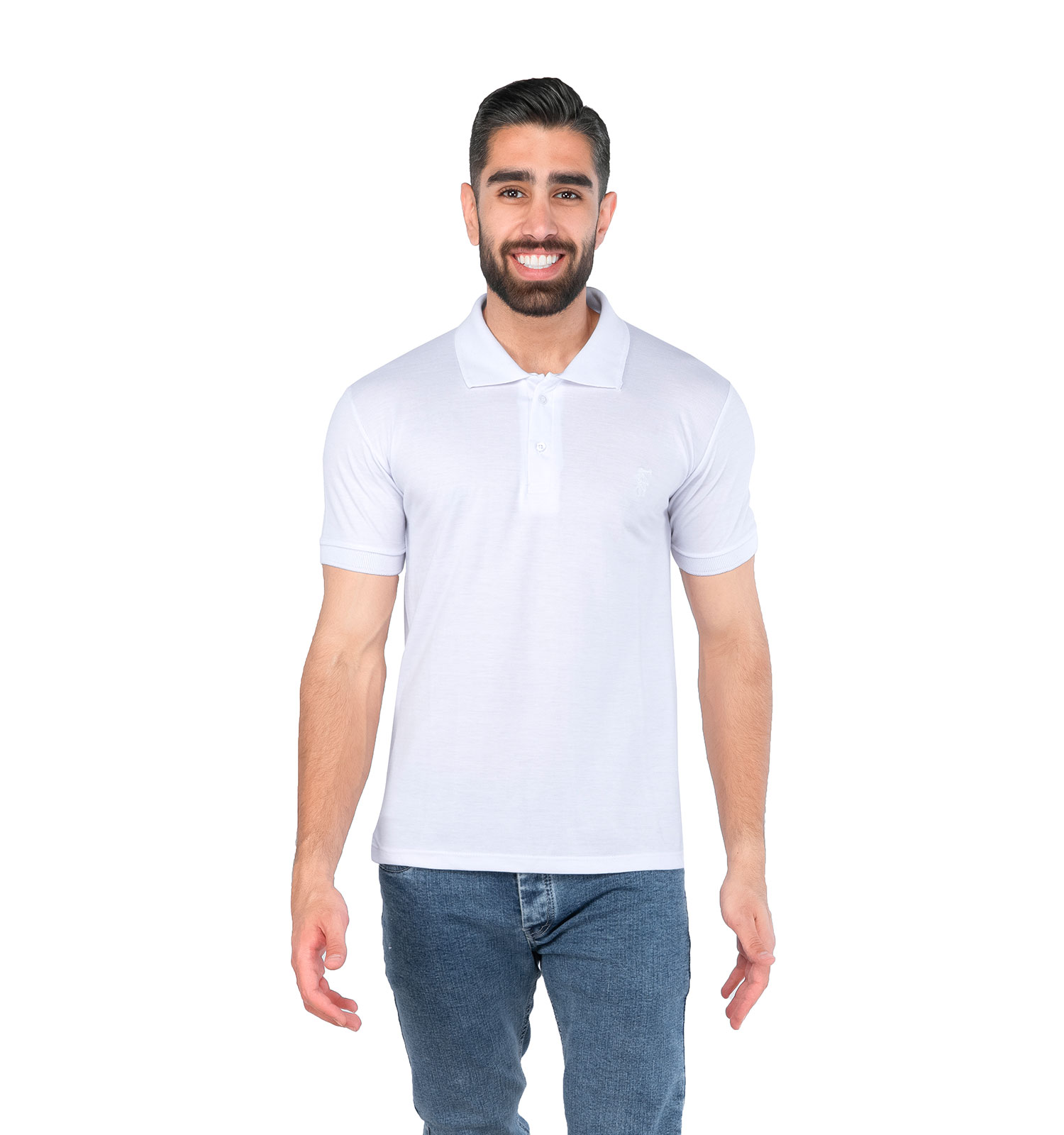 تیشرت Polo مردانه یقه دار سفید ساده مدل 44624