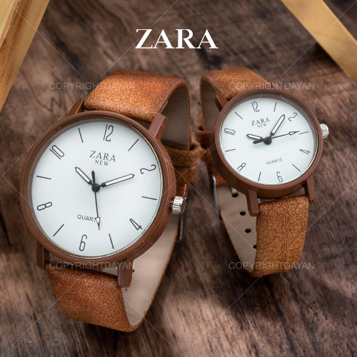 ست ساعت مردانه زنانه Zara مدل W 6061 (قهوه ای)