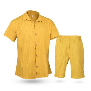 ست تیشرت شلوارک مردانه Geno-Mustard مدل 2527