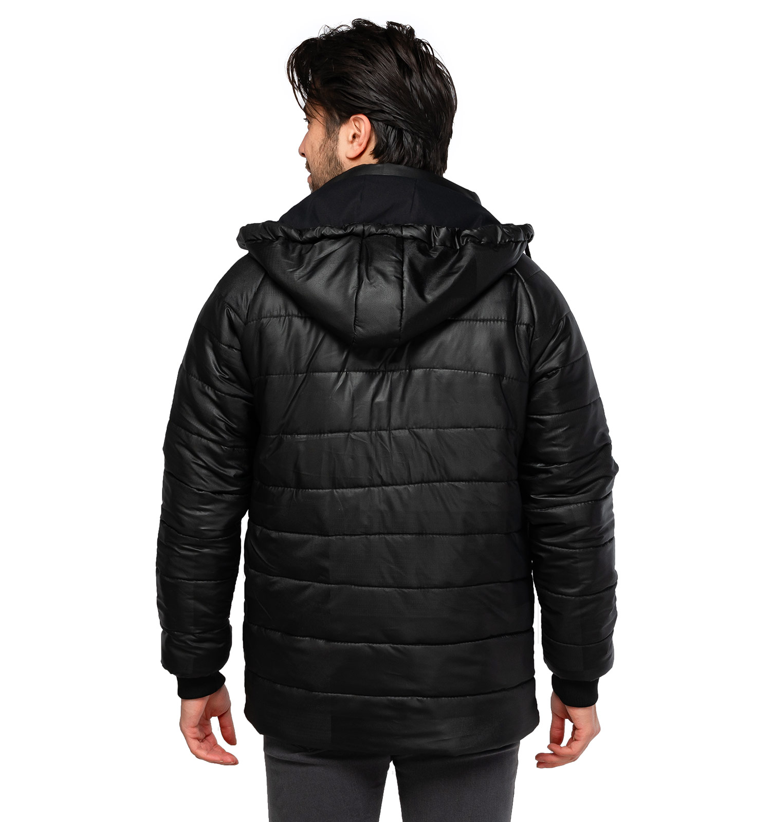 کاپشن سیلیکونی دو رو مردانه کلاهدار مشکی North Face مدل 46317