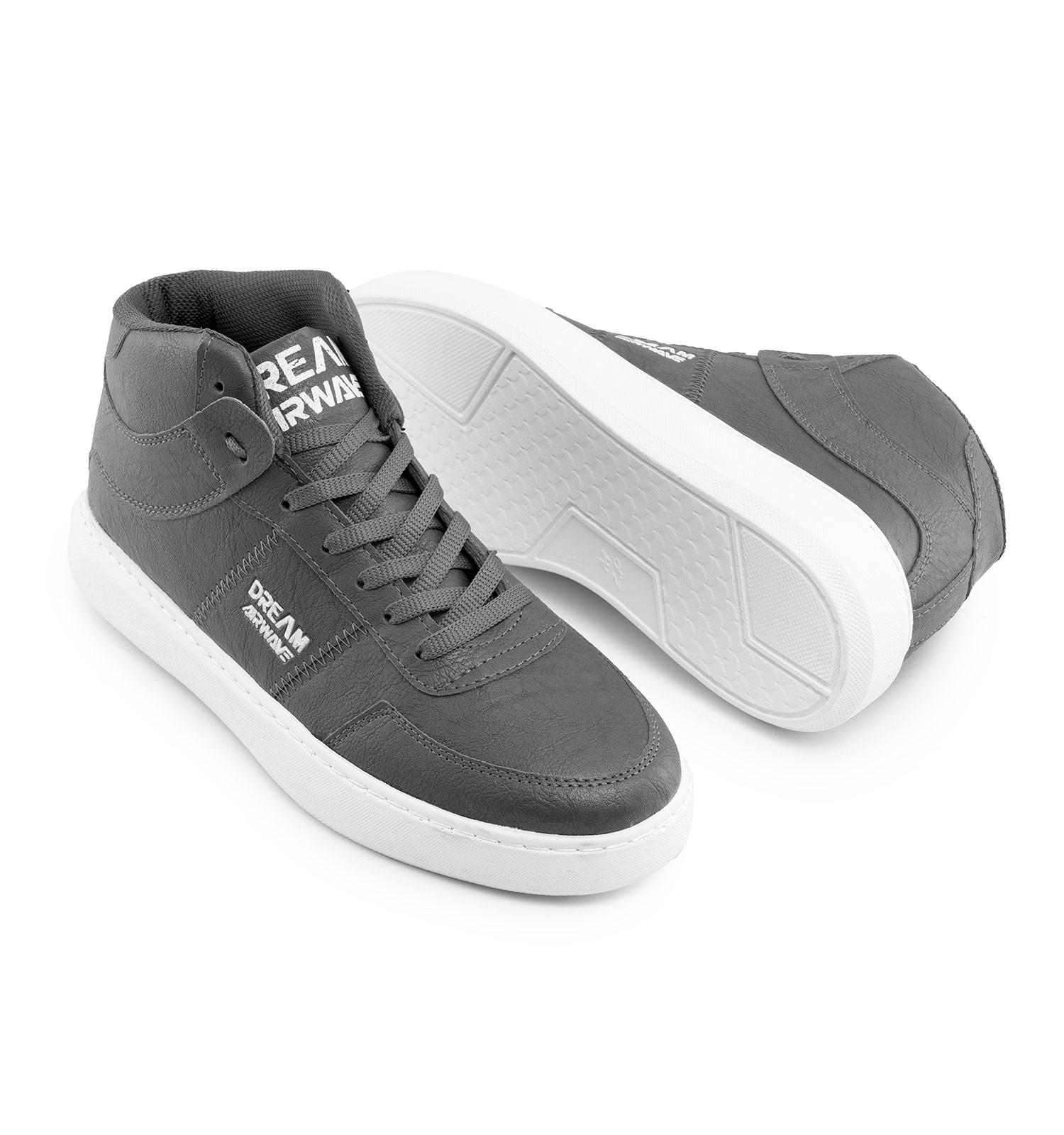 کفش ساقدار چرم مصنوعی مردانه طوسی بند دار مدل 46323