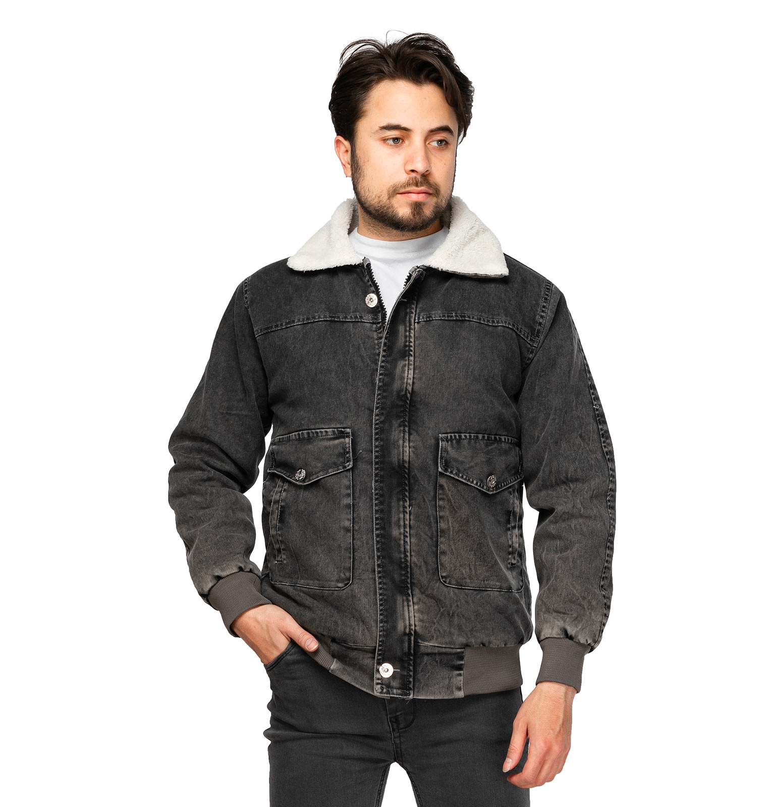 کاپشن لی مردانه یقه خز دار مدل 46110