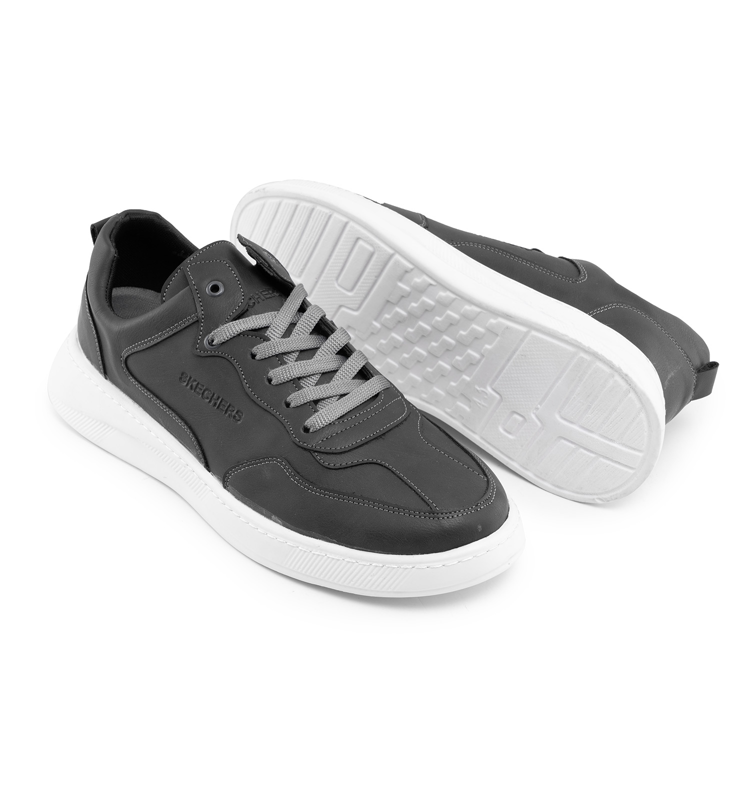 کفش روزمره مردانه Skechers چرم مصنوعی بند دار طوسی مدل 46344
