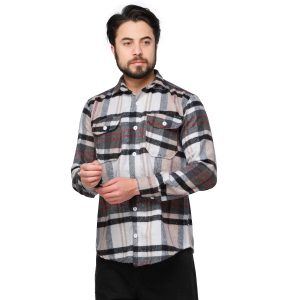 پیراهن اسپرت پشمی مردانه چهارخونه مدل 46305