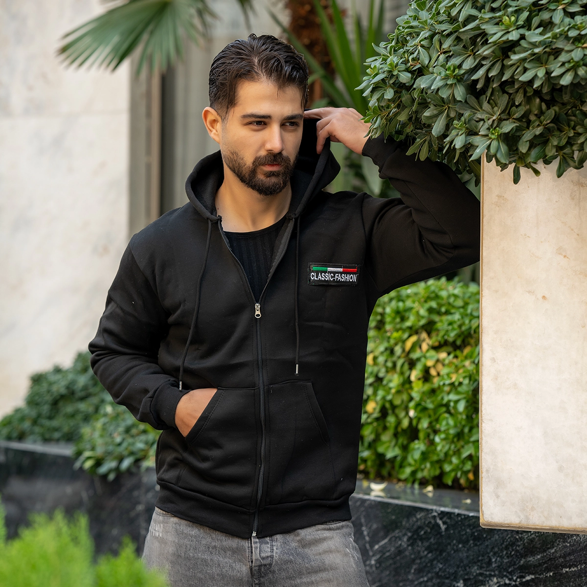 سویشرت مردانه مشکی مدل Yazdan