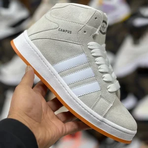 کفش ورزشی مردانه ساقدار مدل Adidas Campus طوسی سفید