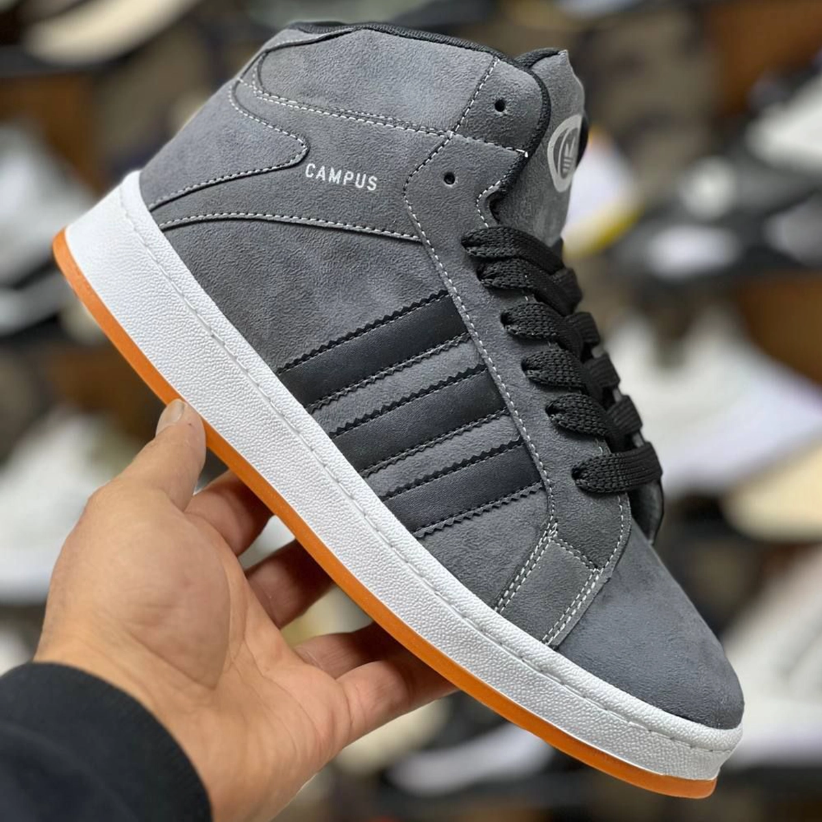کفش ورزشی مردانه ساقدار مدل Adidas Campus طوسی تیره مشکی